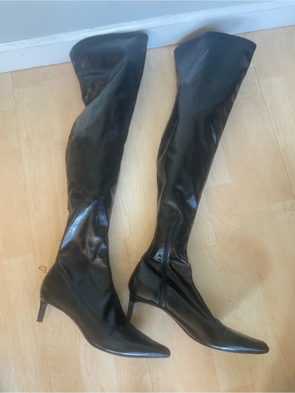 Zara Black Over-the-Knee Pointed Stiletto Boots